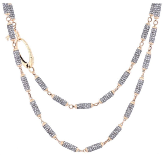 Black Rhodium + 14k YG SS Pave Diamond Barrel Chain | 19.50in