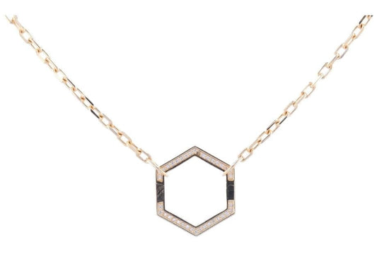 Long Box Chain + Hexagon Openable Bale + Diamonds | 18in YG