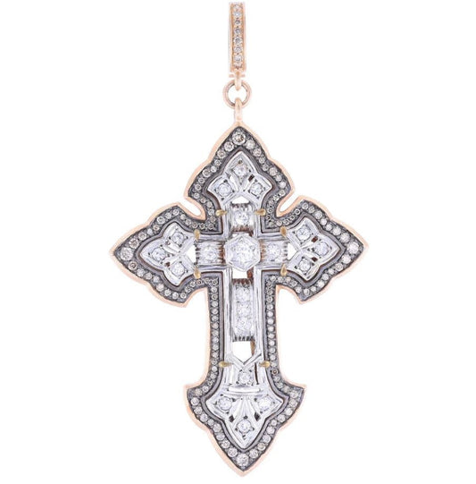Antique Art Deco Platinum Cross Pendant + Mine Cut Diamonds