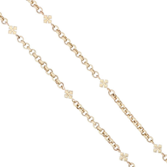 Solid Gold Rollo Chain + Cross Stations | 18in