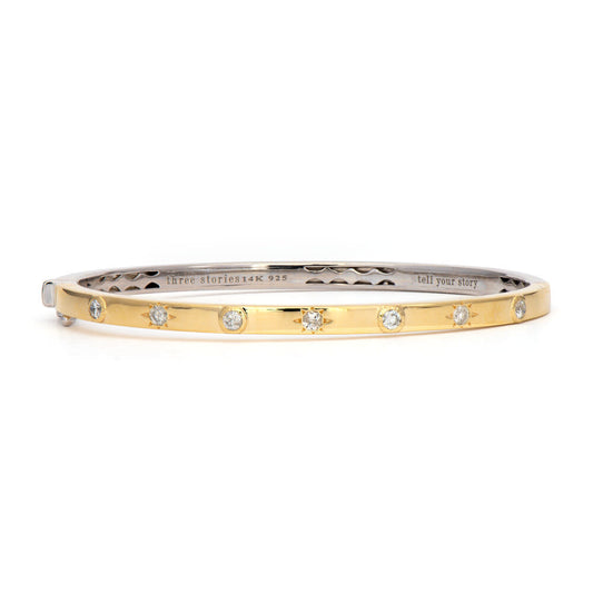 Star + Bezel Set Diamond Bangle Bracelet | .46c 14k + 925