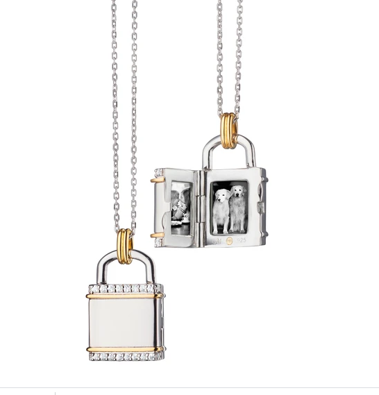 Two-Toned Small Lock Locket Necklace