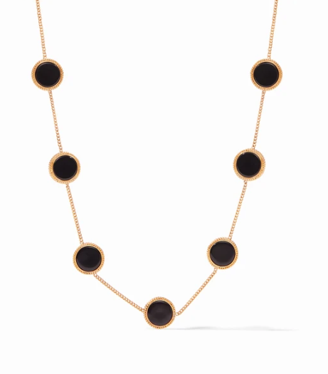 Coin Demi Station Necklace in Black Onyx