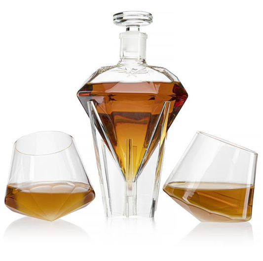 Diamond Decanter S/2 Glasses
