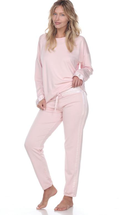 Blythe French Terry Satin Waist & Trim Sweat Pant