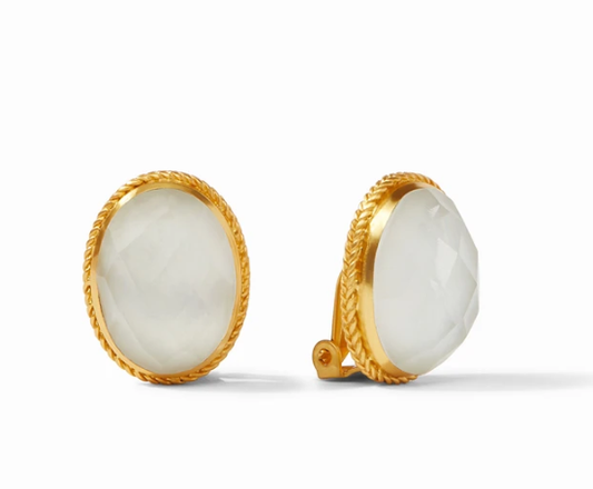 Verona Clip Earrings in Iridescent Clear Crystal