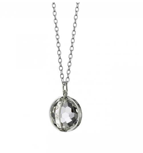 Silver Carpe Diem Crystal Necklace 30"