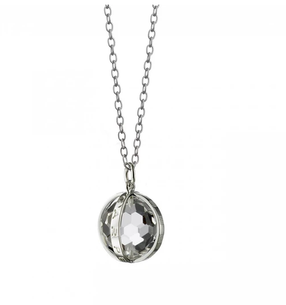 Silver Carpe Diem Crystal Necklace 30"
