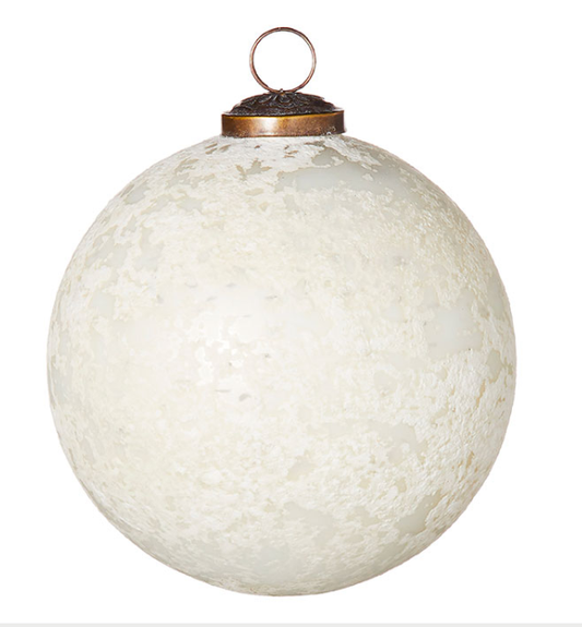 White Antique Ball Ornament 4.75"