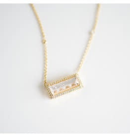 Rainbow Moonstone Bar Necklace