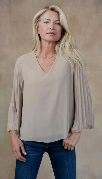 Vittoria Italian Silk Top | Taupe