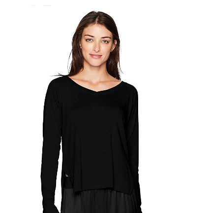 Frankie Rib Knit High/Low Slit Sweatshirt Coal Small (4-6)