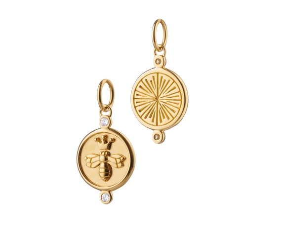 Queen Bee Charm 18k Gold .06c