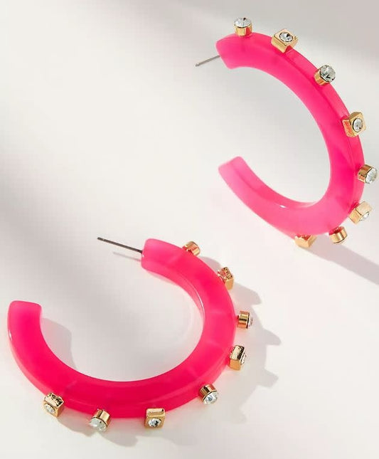 Gemstone Acrylic Hoop Earrings | Large