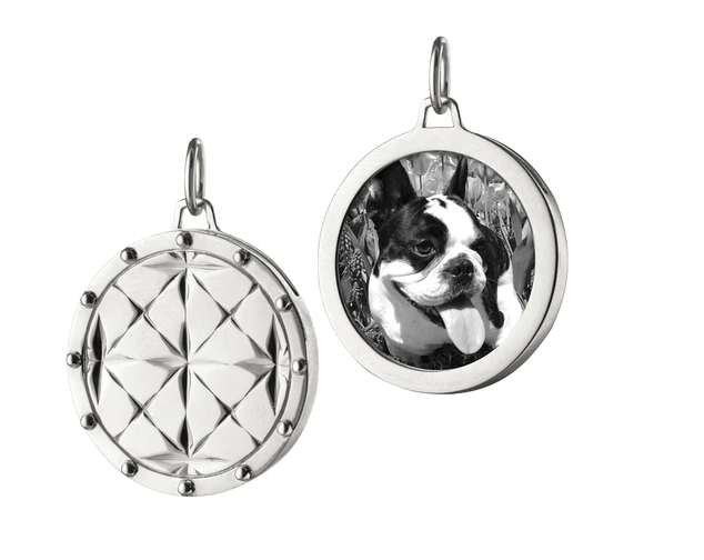 Round Mosaic Half Locket  Sterling Silver