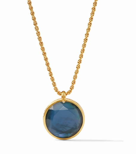 Coin Statement Pendant Necklace in Azure Blue