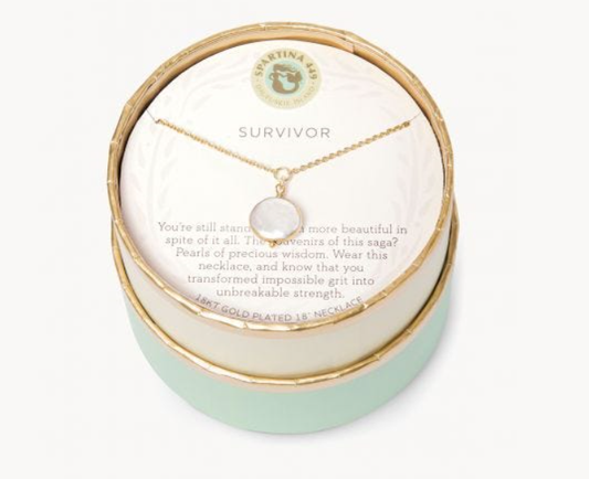 Survivor/Coin 18k Gold Plate Necklace, 18-21"