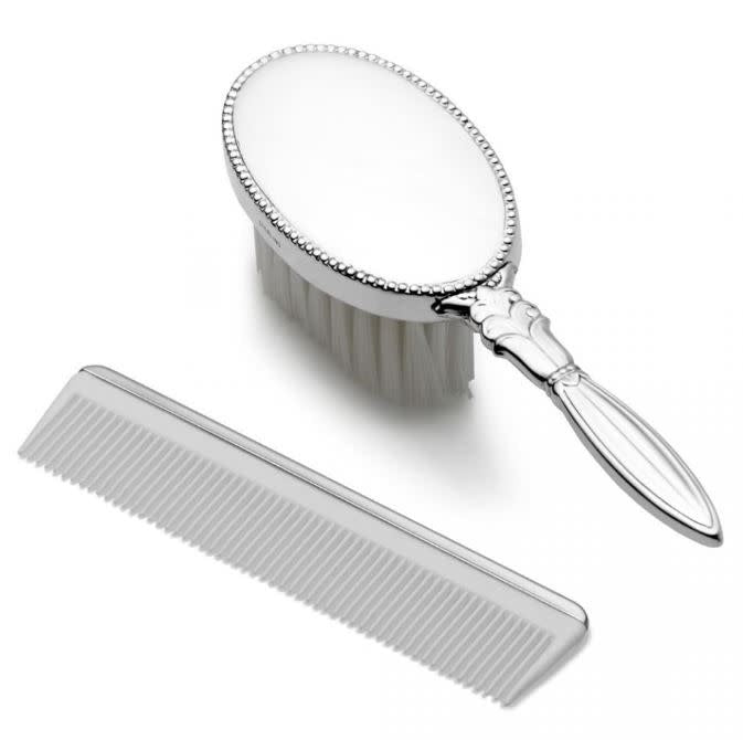 Sterling Silver Brush + Comb Set | Girl's Oval