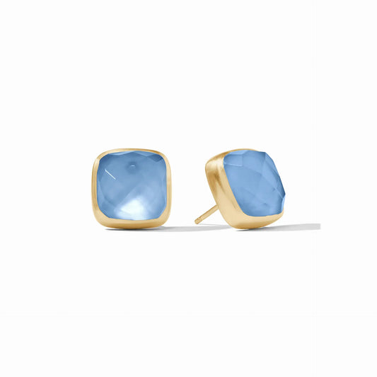 Catalina  Stud Earrings | Iridescent Chalcedony Blue