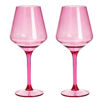 Acrylic Stemmed Wine Glass | Pink 15oz