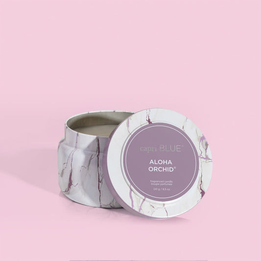 CapriBlue Aloha Orchid Candle | Marble Travel Tin 8.5oz