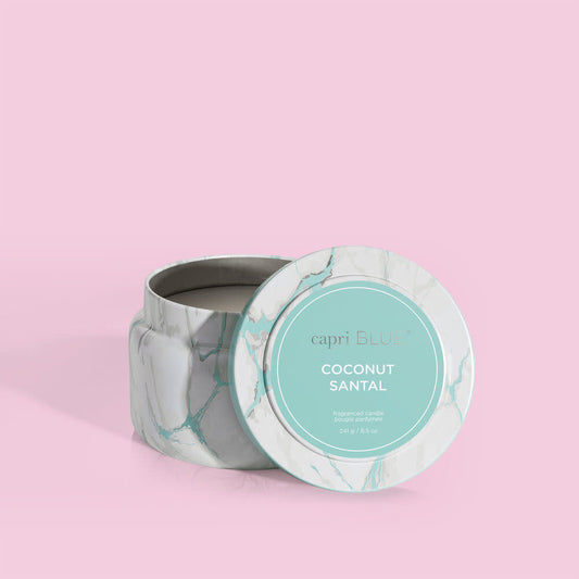 CapriBlue Coconut Santal Candle | Marble Travel Tin 8.5oz