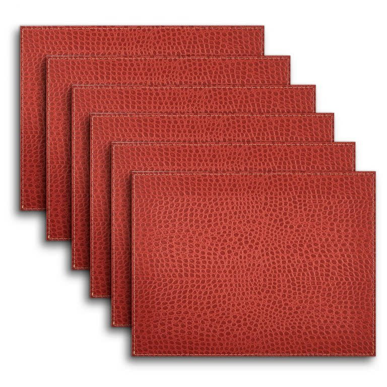Placemat Rectangle Set of 6 | Exotic Crocodile Red