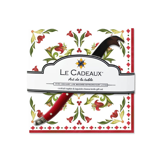 Vischio Cocktail Napkin Set Of 20 With Laguiole Mini Cheese Knife