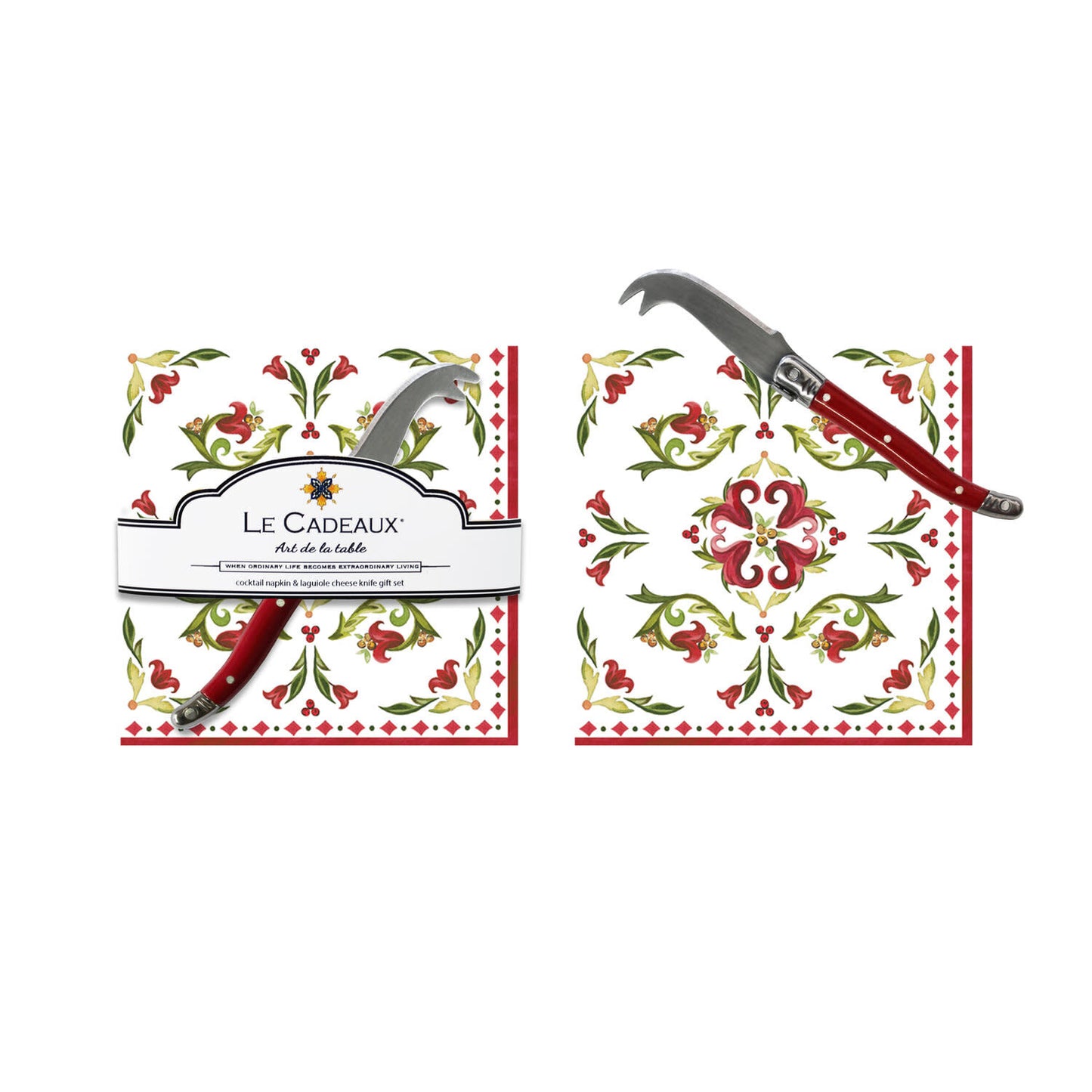 Vischio Cocktail Napkin Set Of 20 With Laguiole Mini Cheese Knife