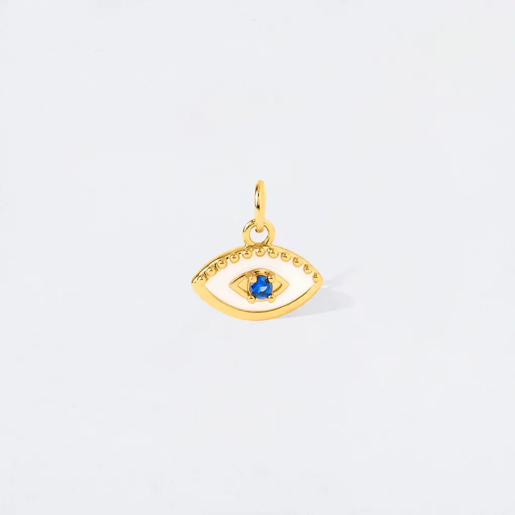 White Enamel Evil Eye Charm Pendant