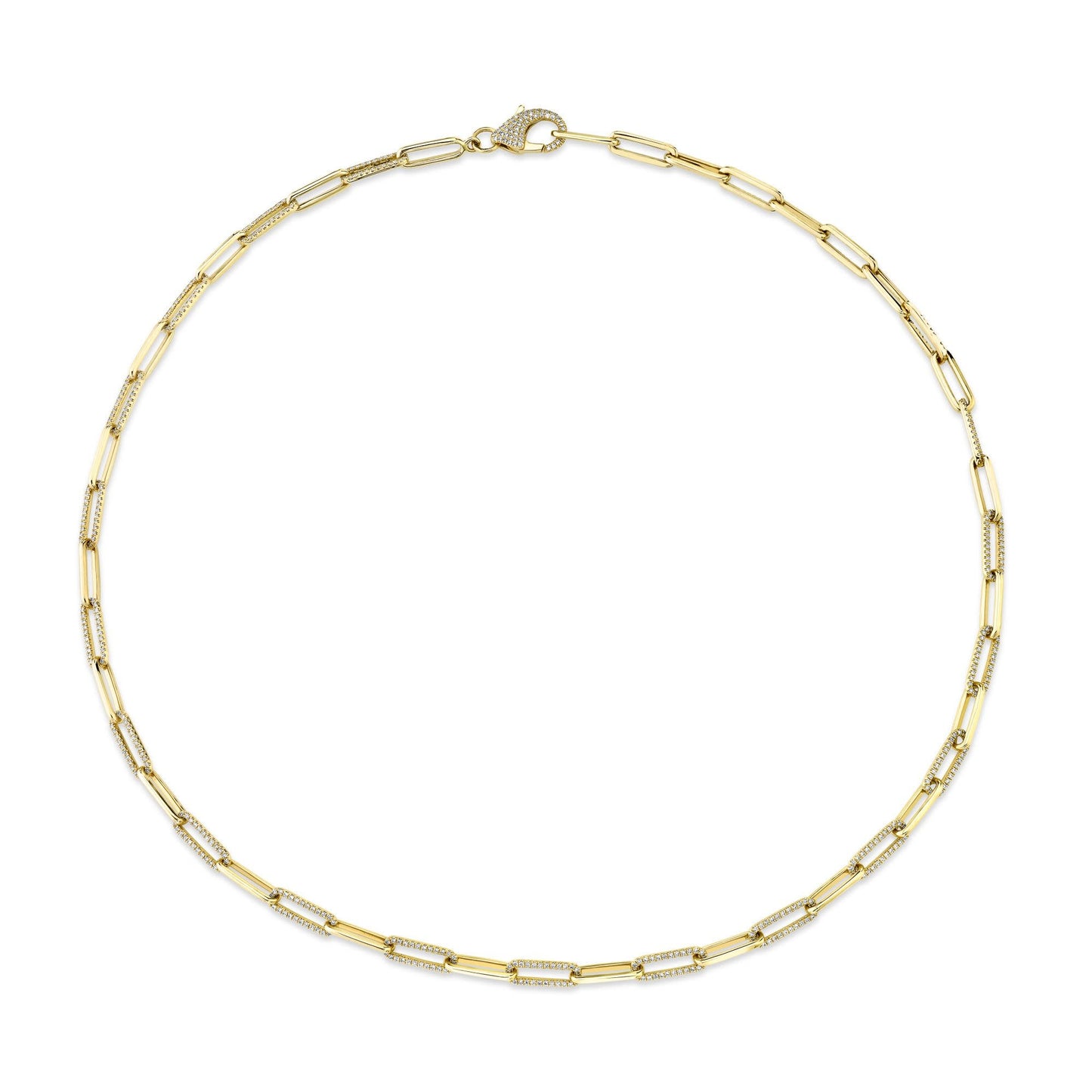 Diamond Paper Clip Link Necklace | 1.36c 14k YG