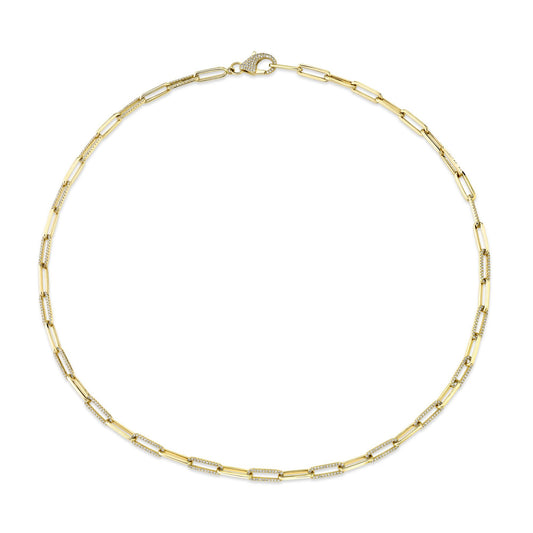 Diamond Paper Clip Link Necklace | 1.36c 14k YG