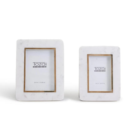 White Marble Gold Rim Frame