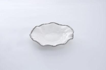 Round Serving Piece | White + Silver
