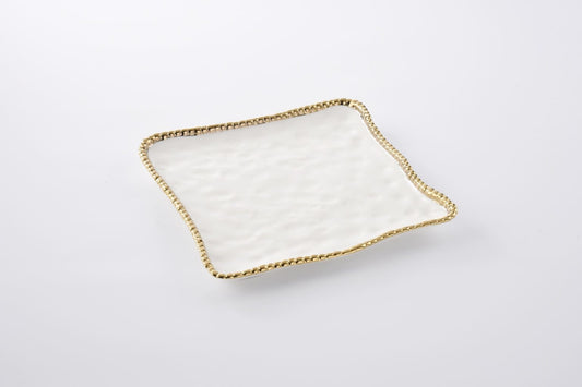 Square Serving Platter | White + Gold