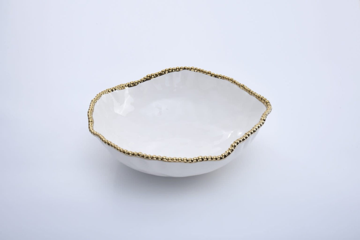 Porcelain + Gold Titanium Oversized Serving Bowl | 15x4.5in
