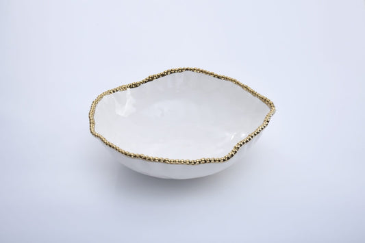 Porcelain + Gold Titanium Oversized Serving Bowl | 15x4.5in