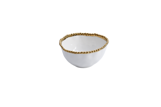 Porcelain + Gold Titanium Small Bowl | 5in