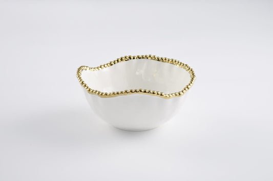 Porcelain + Gold Titanium Medium Salad Bowl | 8.5in