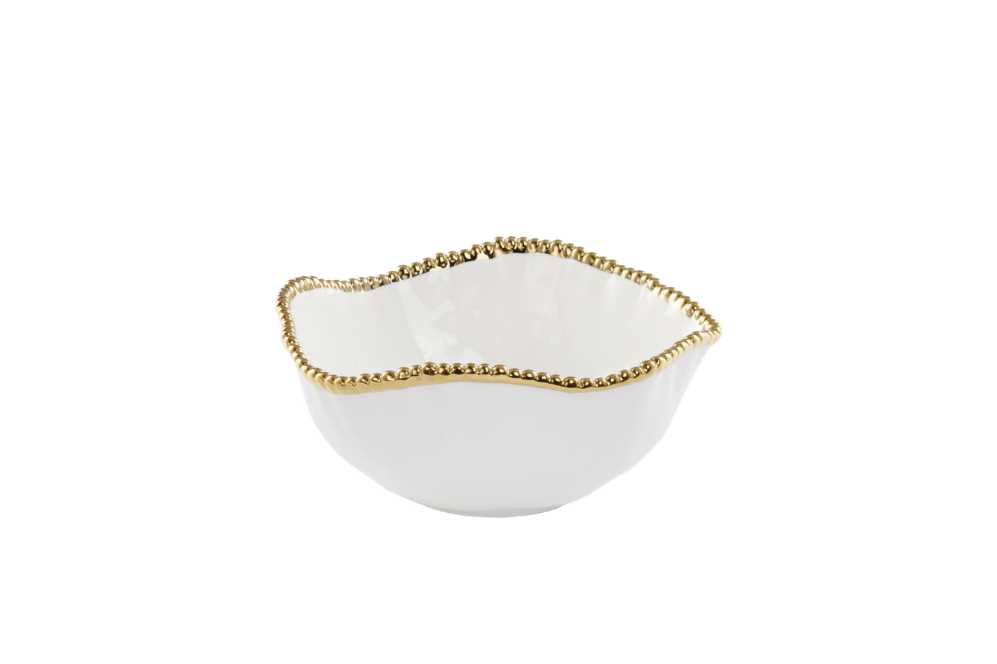 Porcelain + Gold Titanium Large Salad Bowl | 10.5x10.5x5in