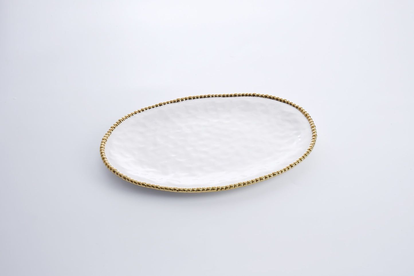Large Oval Platter | White + Gold