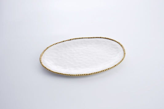 Large Oval Platter | White + Gold