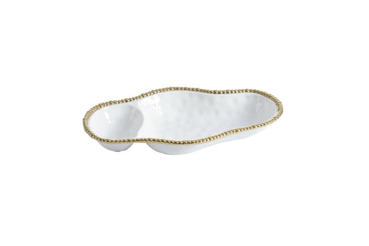 2 Section Serving Piece | White + Gold
