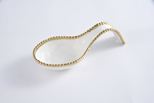 Porcelain + Gold Spoon Rest | 10in