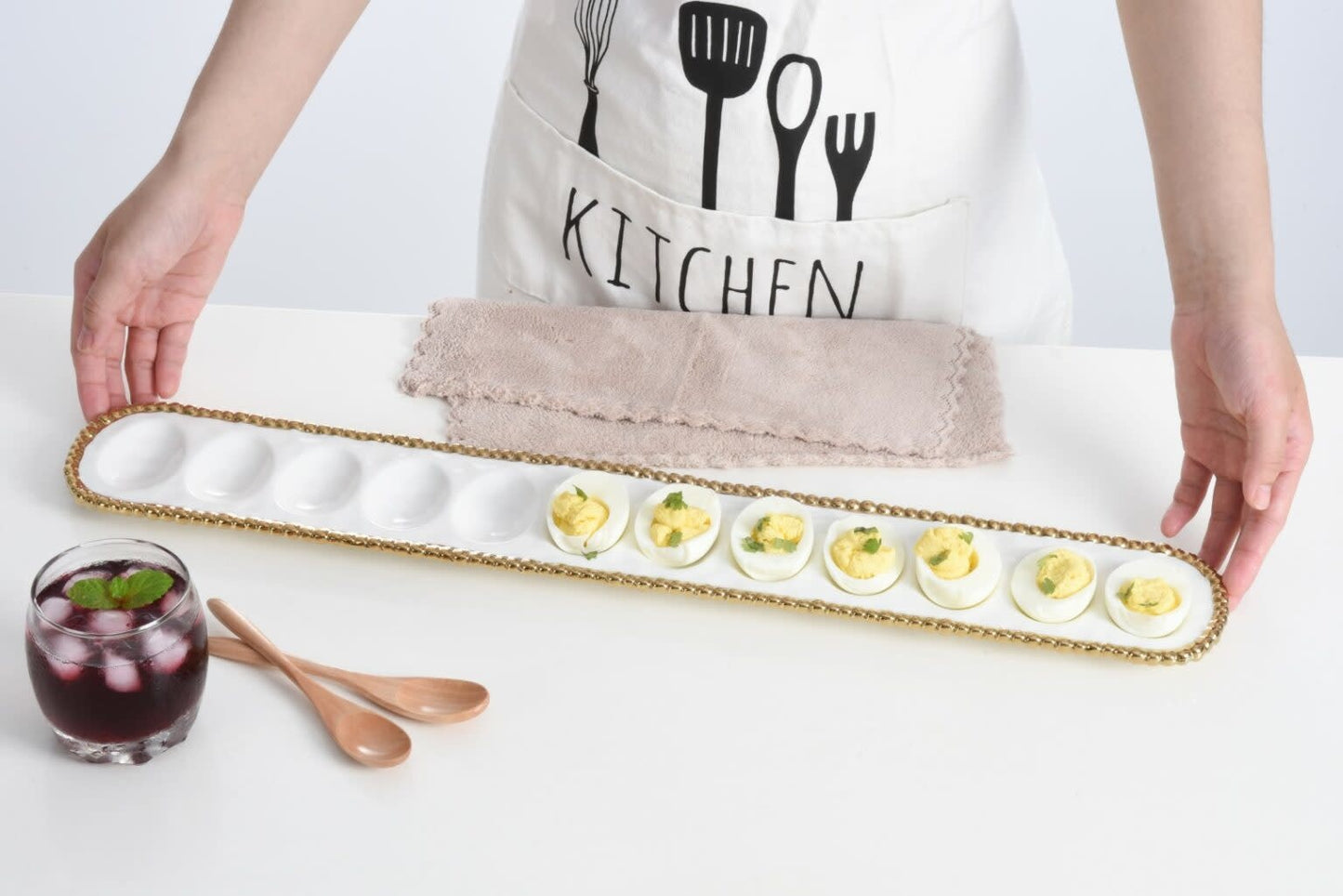 Deviled Egg Tray | White + Gold