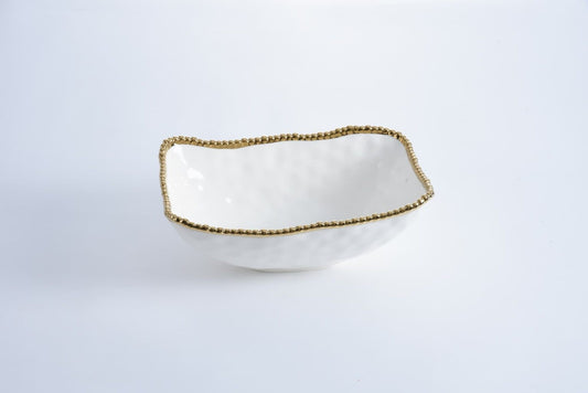 Porcelain + Gold Titanium Deep Serving Bowl | 13x9in