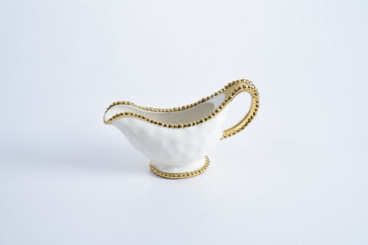 Gravy Boat | White + Gold