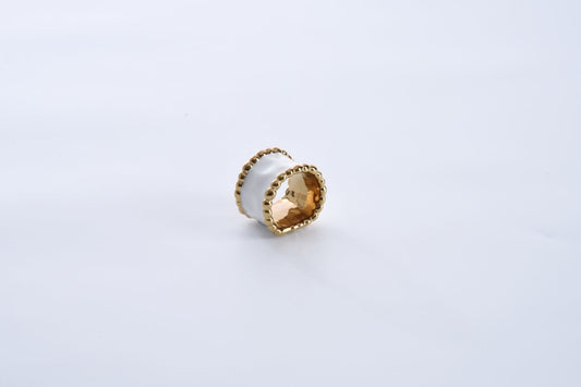 Napkin Rings - Set of 4 | White + Gold
