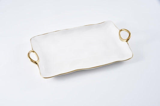 Large Platter | White + Gold