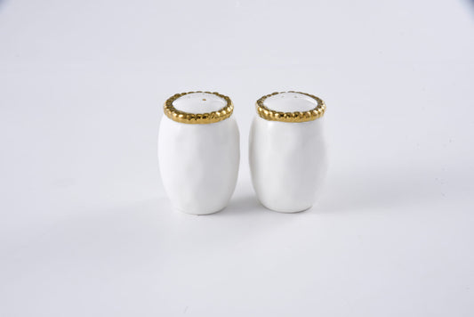 Porcelain + Gold Titanium Salt + Pepper Shaker Set